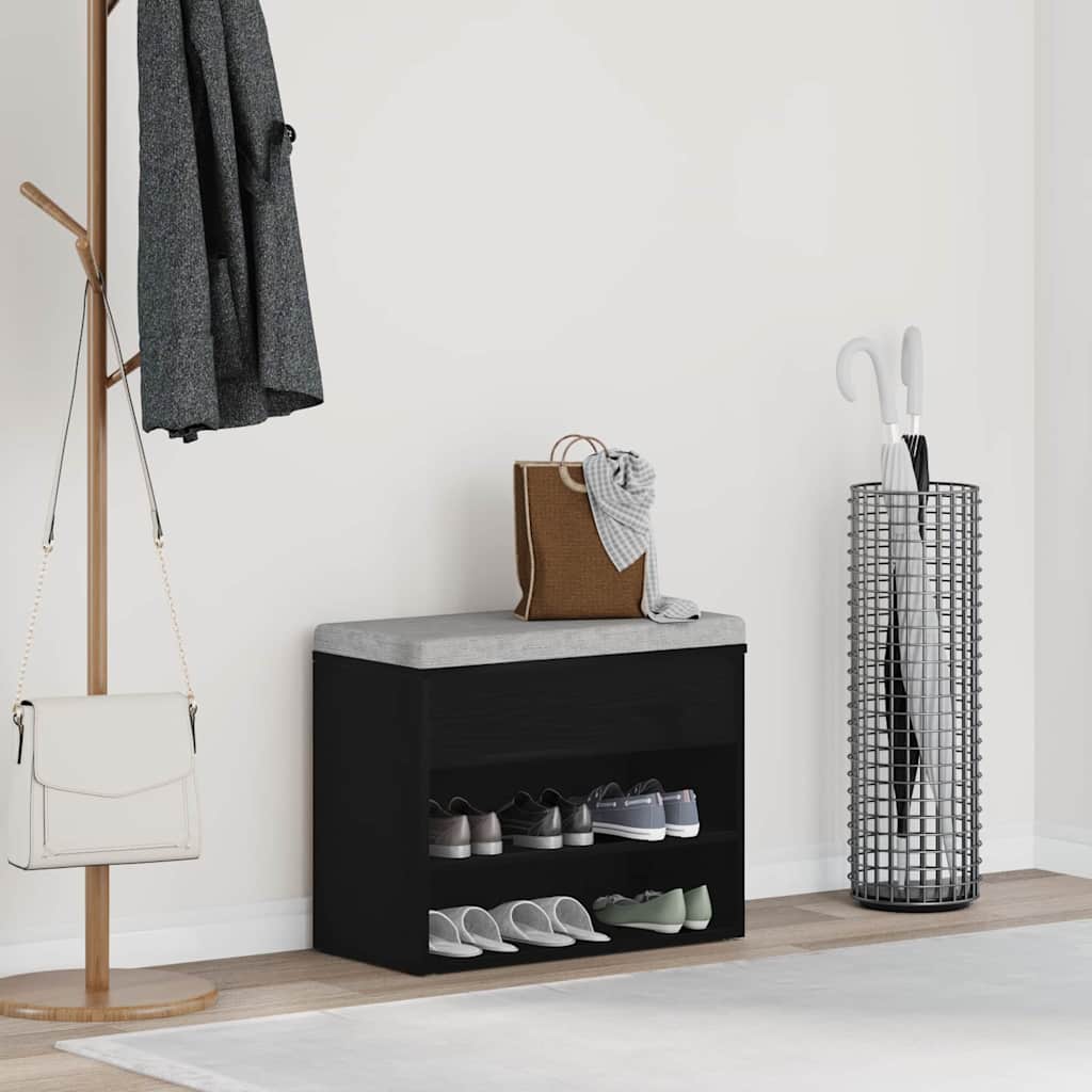 vidaXL Shoe Bench 60 x 30 x 45 cm Engineered Wood Black Oak 1