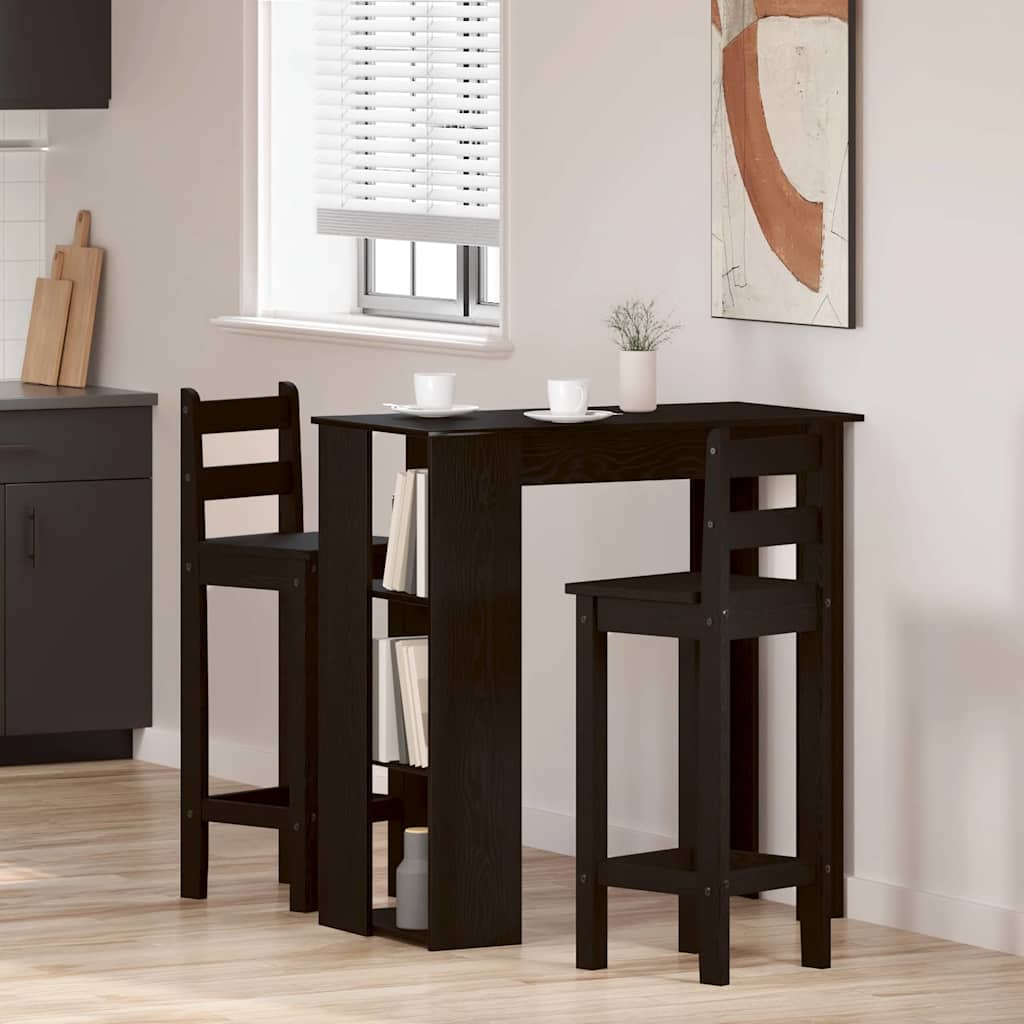 vidaXL Bar Table 102 x 50 x 103.5 cm Engineered Wood Black Oak 4