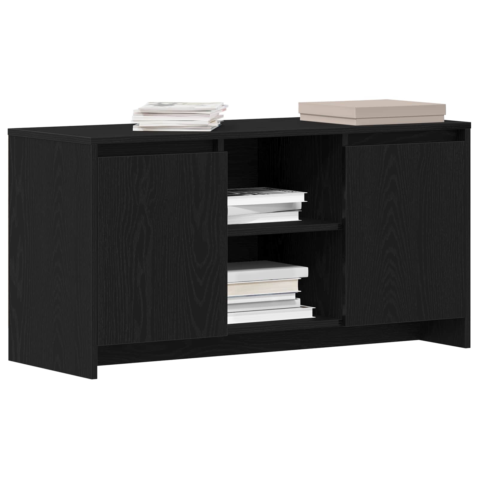 vidaXL TV Cabinet 102 x 37.5 x 52.5 cm Black Oak Engineered Wood 3