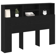 vidaXL Headboard Cabinet Black Oak Engineered Wood 3