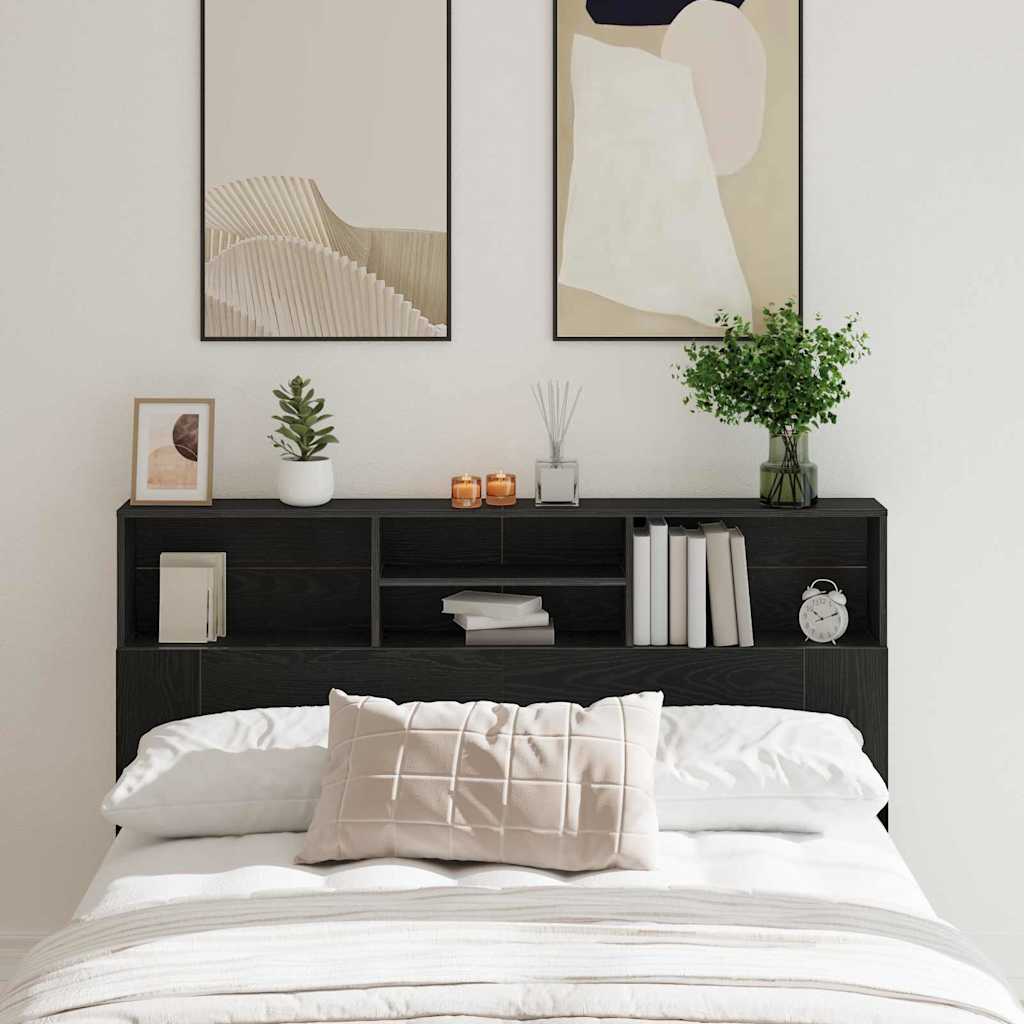 vidaXL Headboard Cabinet Black Oak Engineered Wood 1
