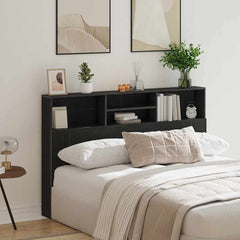 vidaXL Headboard Cabinet Black Oak Engineered Wood 4