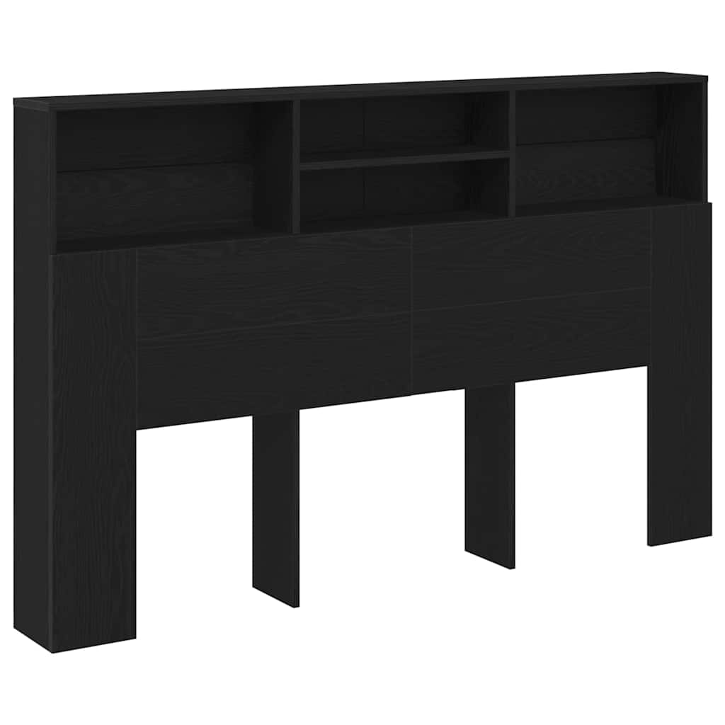 vidaXL Headboard Cabinet Black Oak Engineered Wood 2