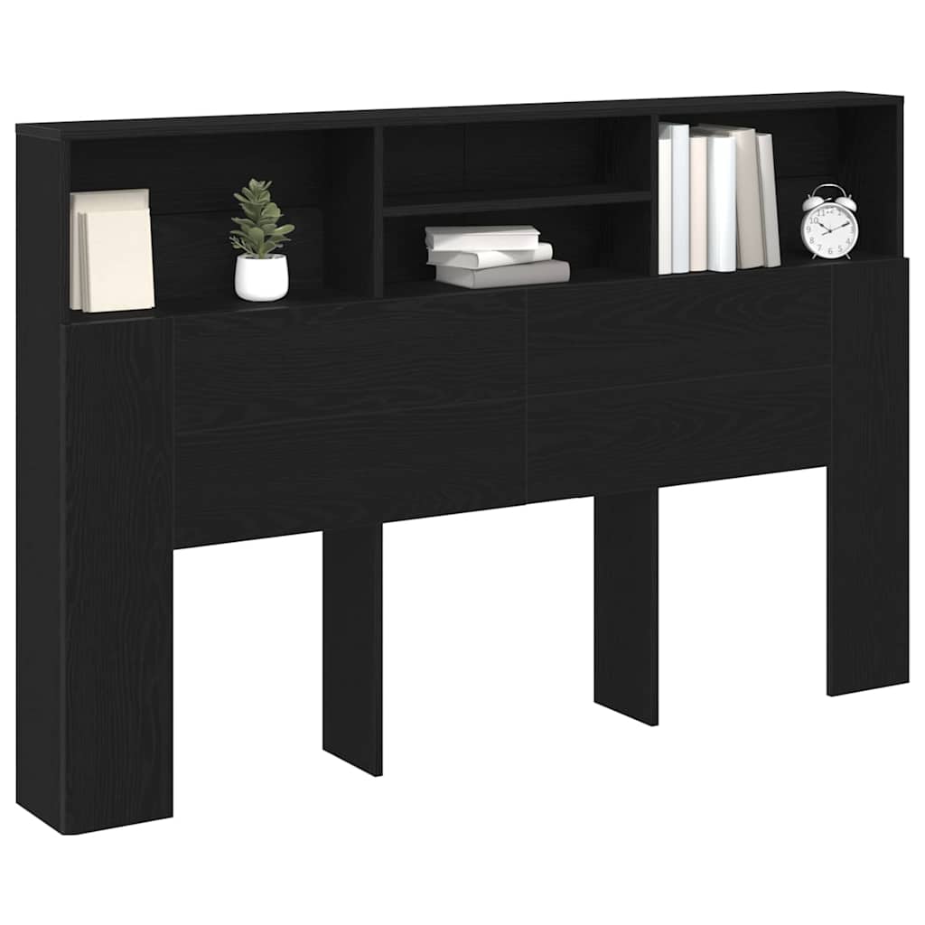 Headboard Cabinet 160x19x103.5 cm Black oak
