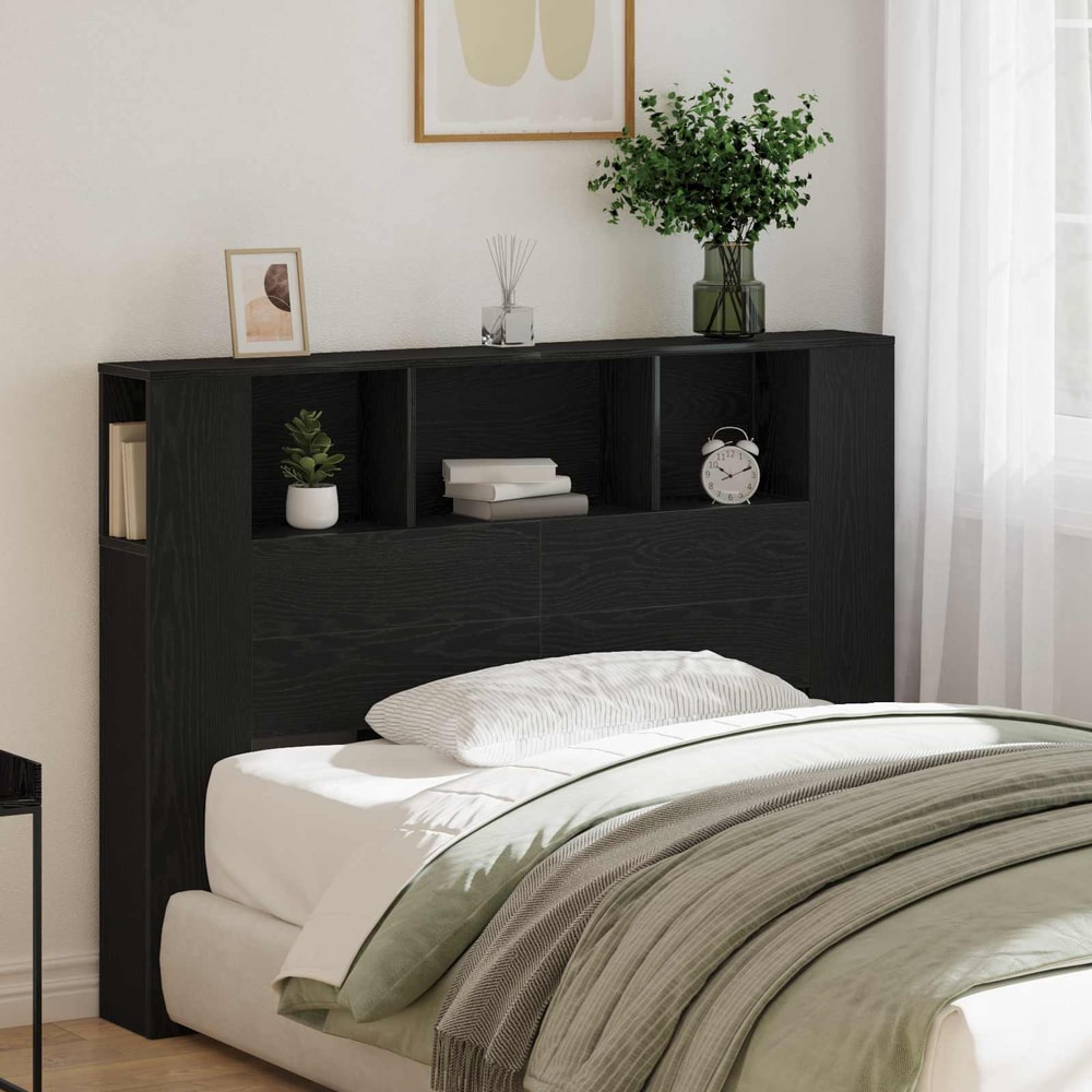Headboard Cabinet 140x18.5x104.5 cm 140 cm Black oak