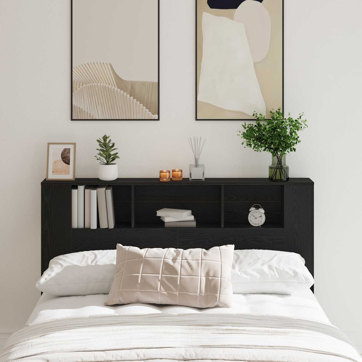 Headboard Cabinet 160x18.5x104.5 cm 160 cm Black oak