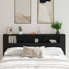 Headboard Cabinet 200x18.5x104.5 cm 200 cm Black oak