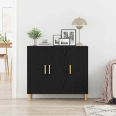 Sideboard 90x34x80 cm Engineered Wood Black oak