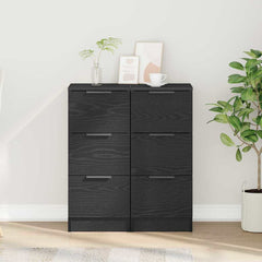 vidaXL Sideboard 2 pcs Black Oak 30 x 30 x 70 cm Engineered Wood 4