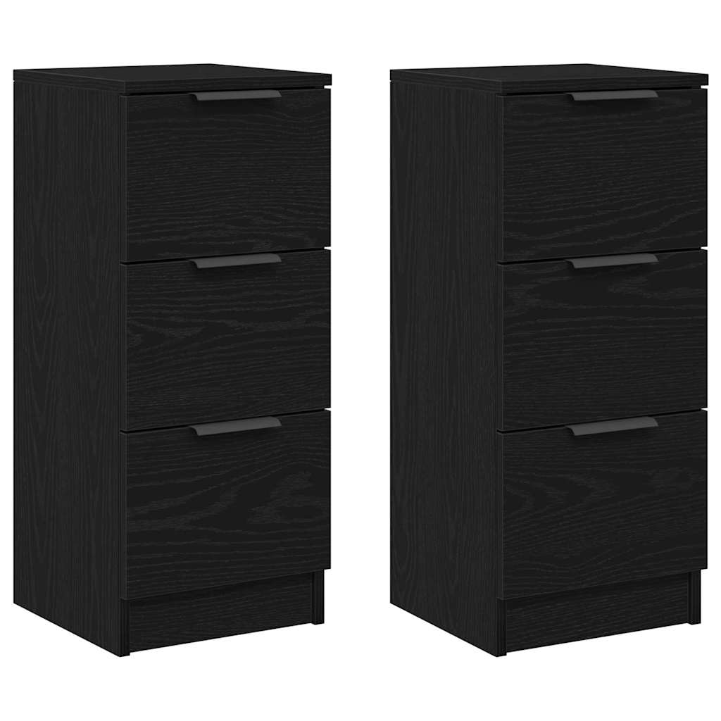 vidaXL Sideboard 2 pcs Black Oak 30 x 30 x 70 cm Engineered Wood 2
