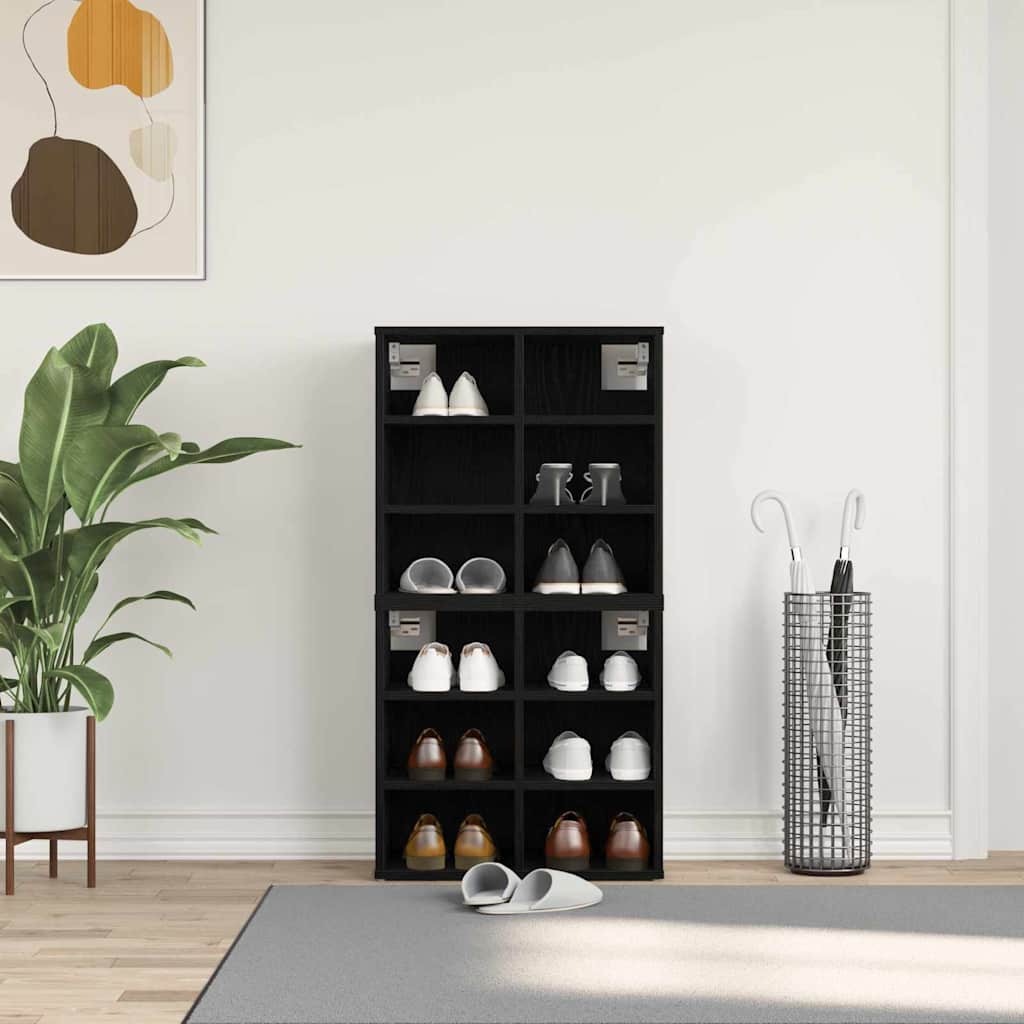 vidaXL Shoe Cabinet 2 pcs 52 x 30 x 50.5 cm Engineered Wood Black Oak 1