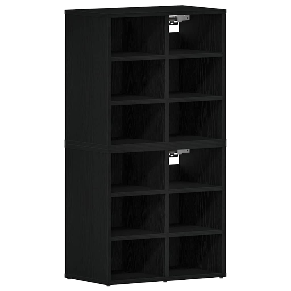 vidaXL Shoe Cabinet 2 pcs 52 x 30 x 50.5 cm Engineered Wood Black Oak 2
