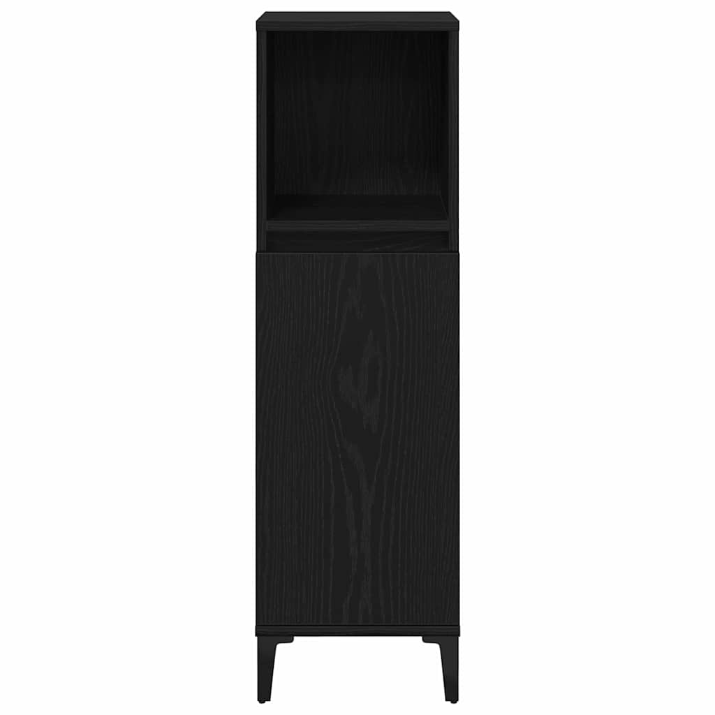 vidaXL Bathroom Cabinet Black Oak 30 x 30 x 100 cm Engineered Wood 6
