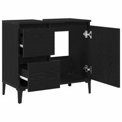vidaXL Bathroom Cabinet Black Oak 65 x 33 x 60 cm Engineered Wood 5