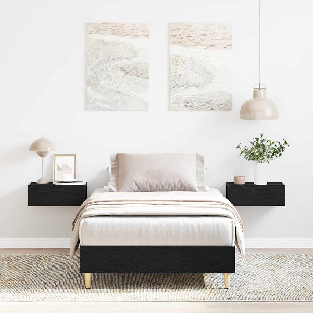 vidaXL Bed Frame Engineered Wood Black Oak