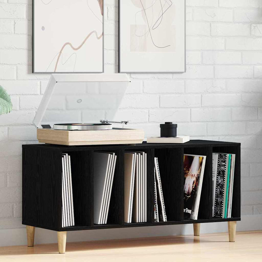 Record Cabinet Black Oak Engineered Wood