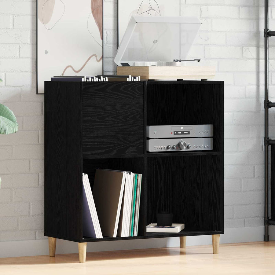 Record Cabinet Black Oak Engineered Wood