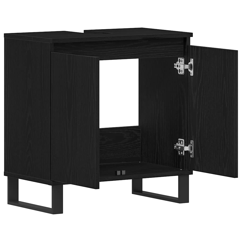 vidaXL Bathroom Sink Cabinet Black Oak 58 x 33 x 60 cm Engineered Wood 5