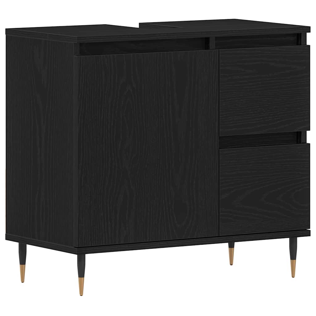 vidaXL Bathroom Cabinet Black Oak 65 x 33 x 60 cm Engineered Wood 2