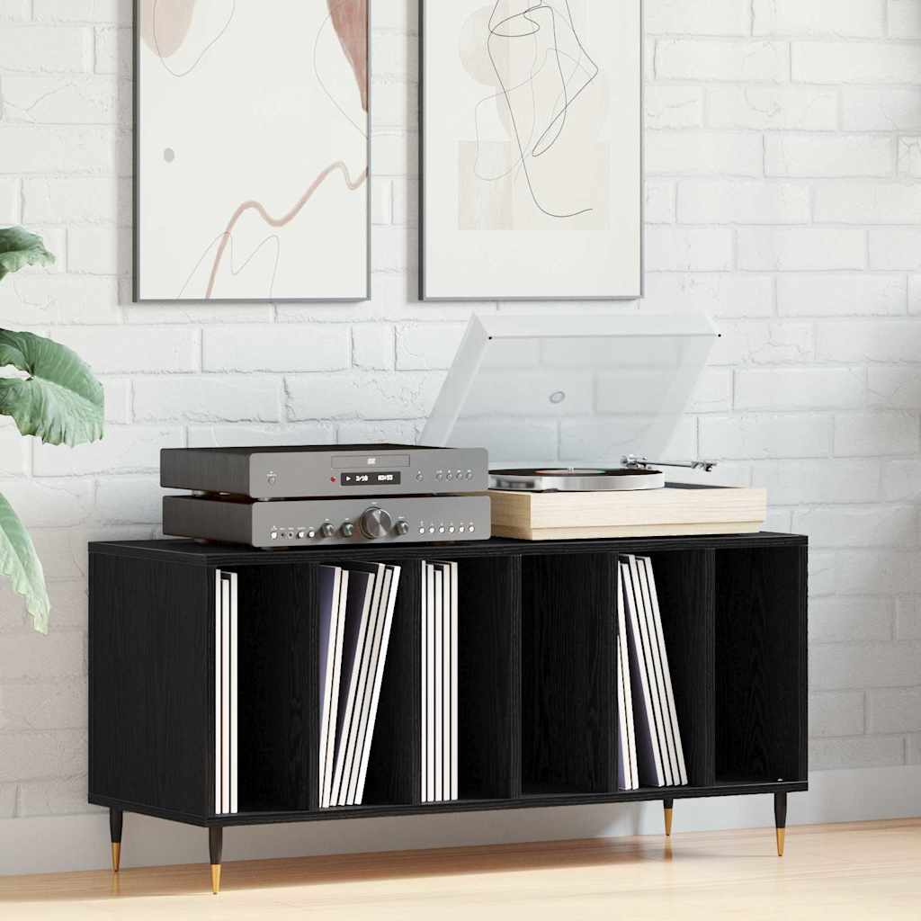 vidaXL Record Cabinet Black Oak 100 x 38 x 48 cm Engineered Wood 1