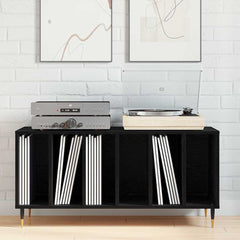 vidaXL Record Cabinet Black Oak 100 x 38 x 48 cm Engineered Wood 4