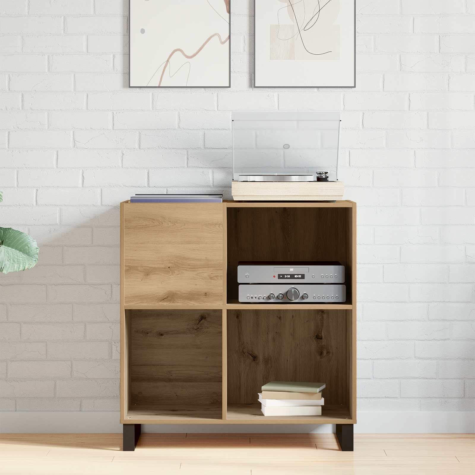 vidaXL Record Cabinet Artisan oak 84.5 x 38 x 89 cm Engineered Wood 4