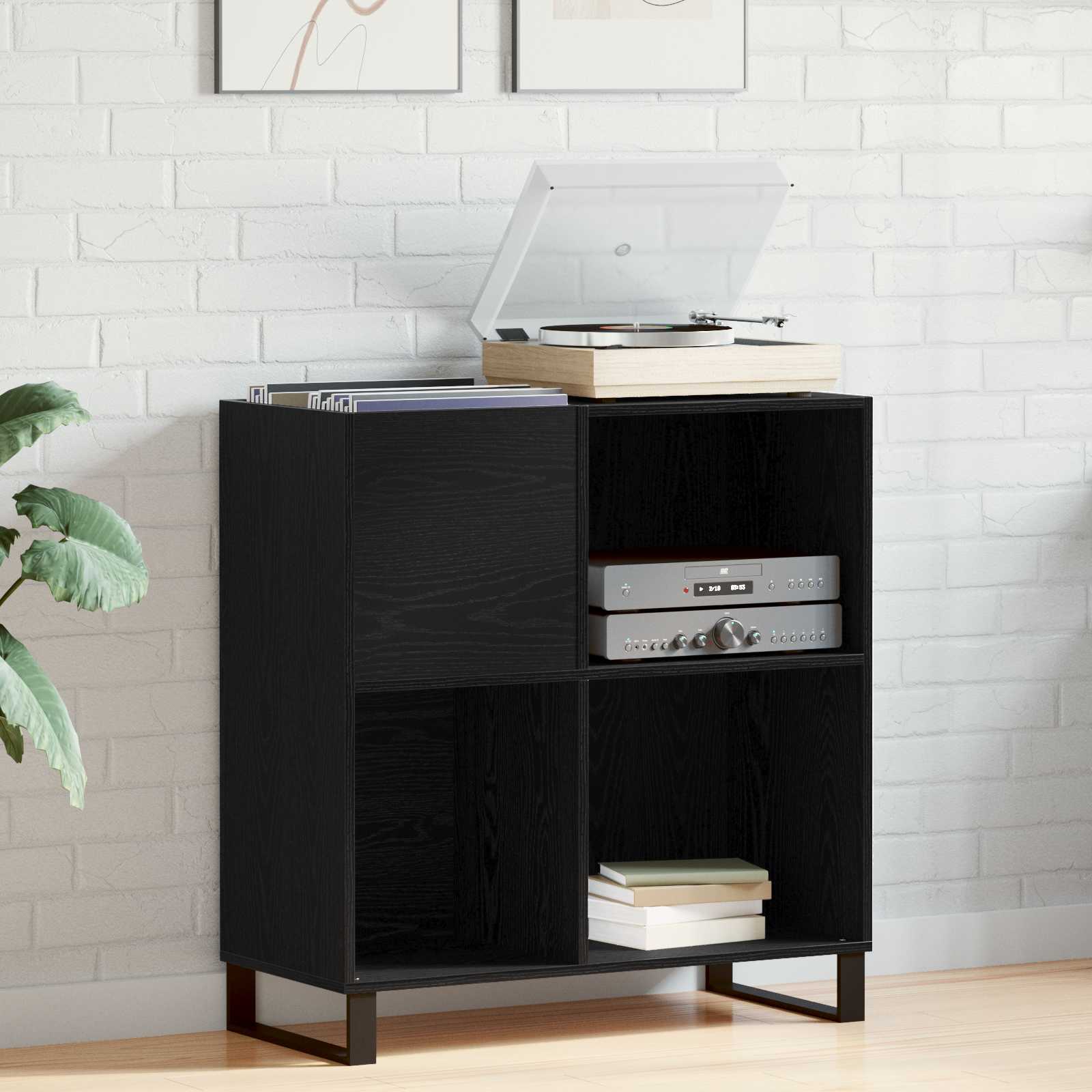 vidaXL Record Cabinet Black Oak 84.5 x 38 x 89 cm Engineered Wood 1