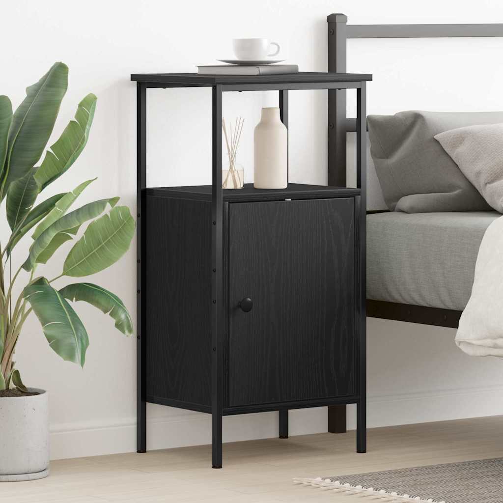 vidaXL Bedside Cabinet Black Oak 41 x 31 x 80 cm Engineered Wood 1