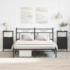 vidaXL Bedside Cabinet 2 pcs Black Oak 41 x 31 x 80 cm Engineered Wood 4