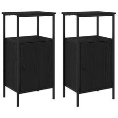 vidaXL Bedside Cabinet 2 pcs Black Oak 41 x 31 x 80 cm Engineered Wood 6
