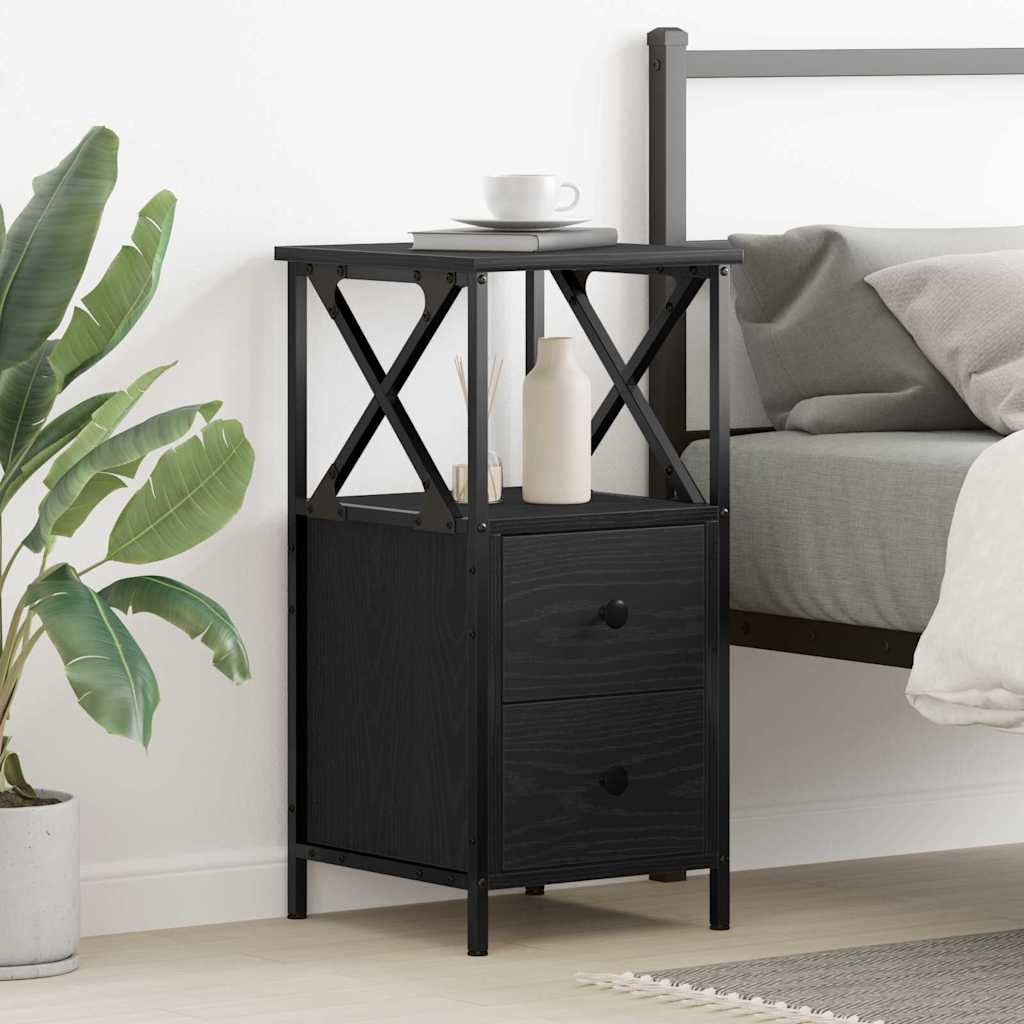 vidaXL Bedside Cabinet Black Oak 34 x 35.5 x 70 cm Engineered Wood 1