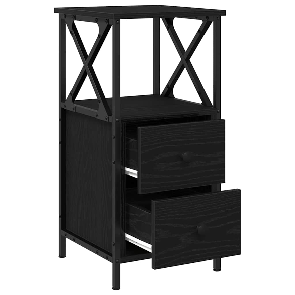 vidaXL Bedside Cabinet Black Oak 34 x 35.5 x 70 cm Engineered Wood 5