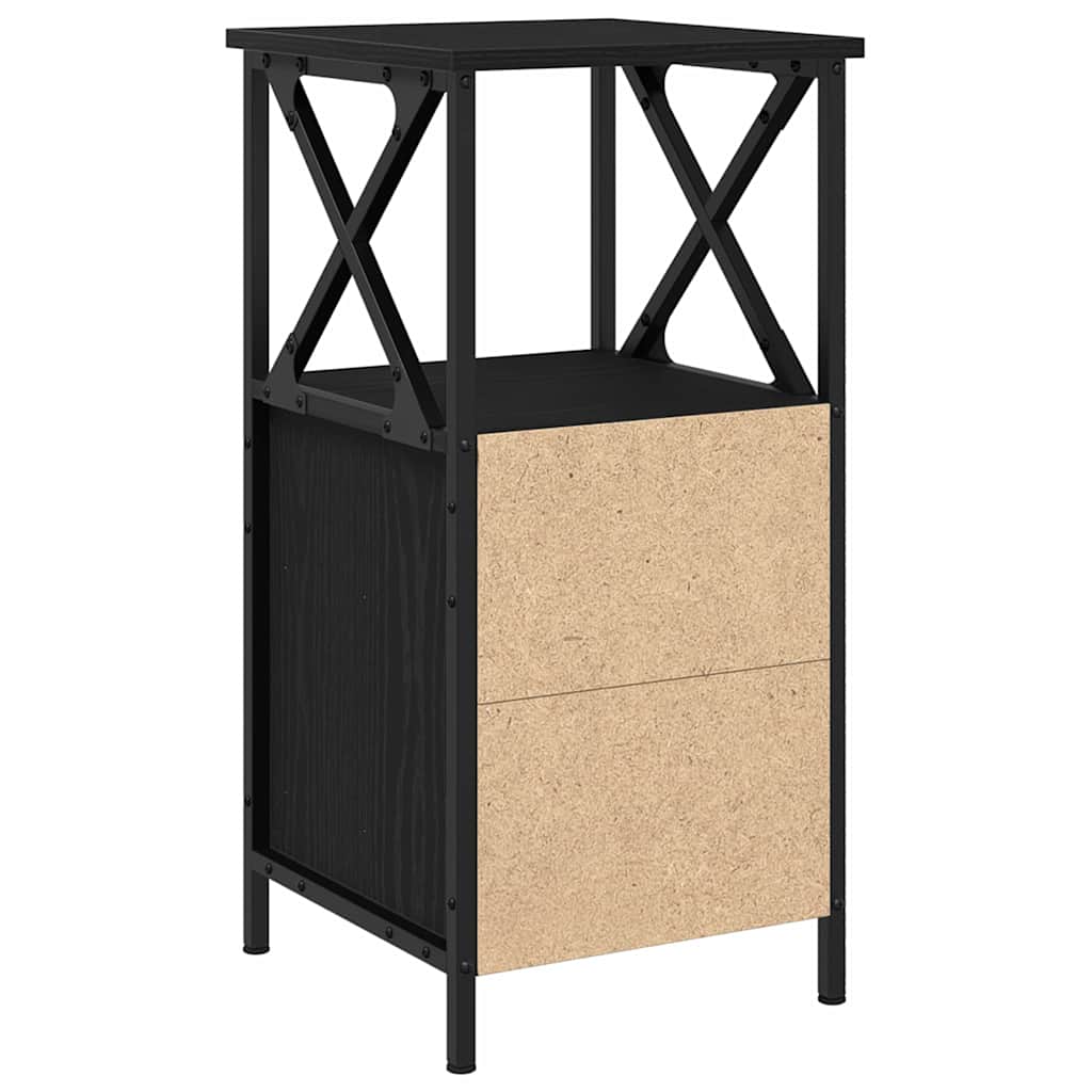 vidaXL Bedside Cabinet Black Oak 34 x 35.5 x 70 cm Engineered Wood 6