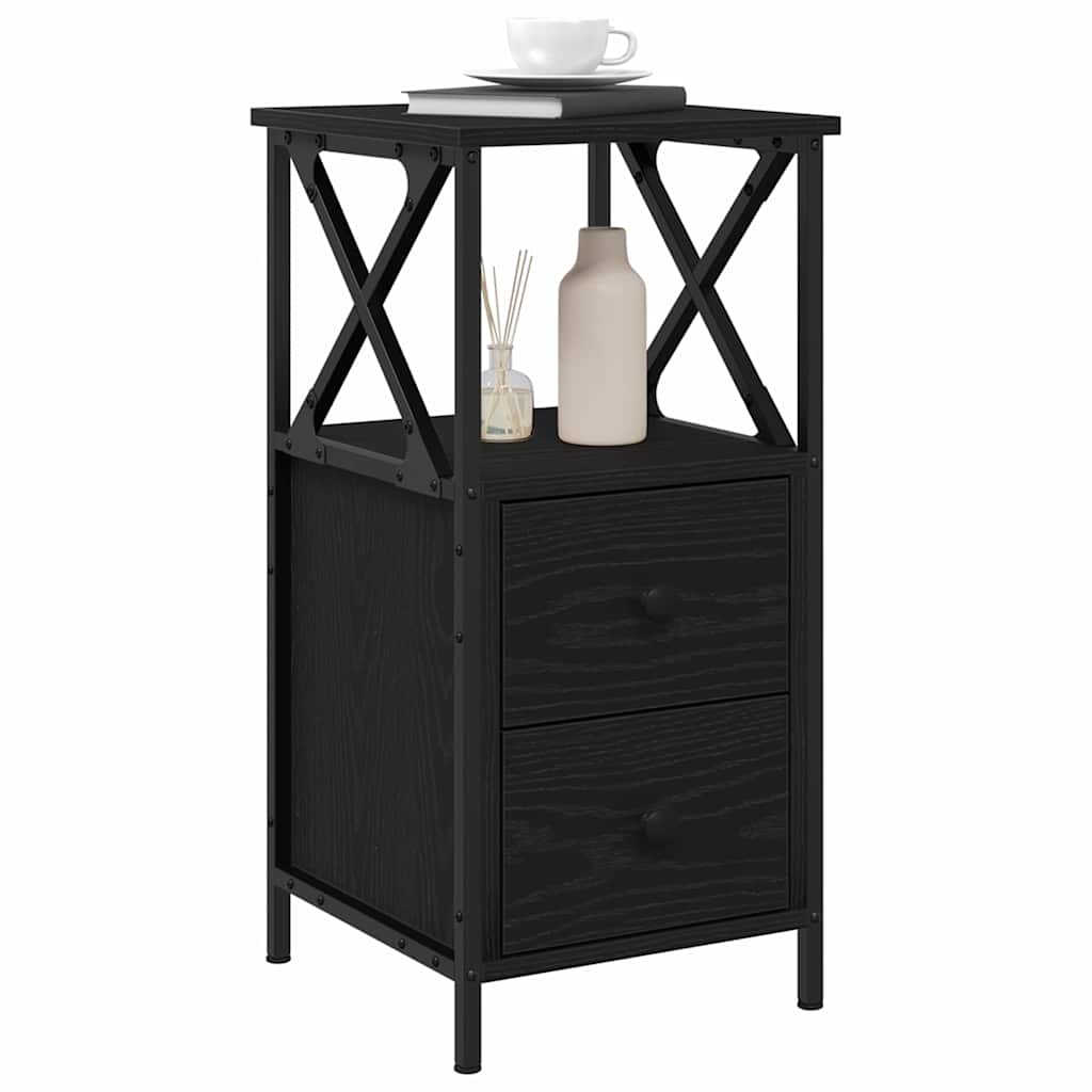 vidaXL Bedside Cabinet Black Oak 34 x 35.5 x 70 cm Engineered Wood 3