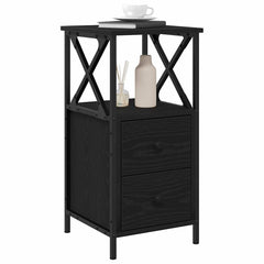 vidaXL Bedside Cabinet Black Oak 34 x 35.5 x 70 cm Engineered Wood 3