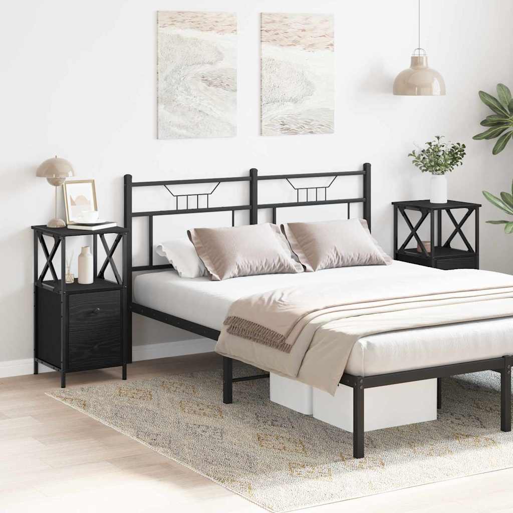 vidaXL Bedside Cabinet 2 pcs Black Oak 34 x 35.5 x 70 cm 1