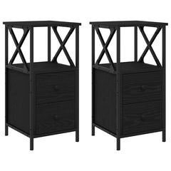 vidaXL Bedside Cabinet 2 pcs Black Oak 34 x 35.5 x 70 cm 6