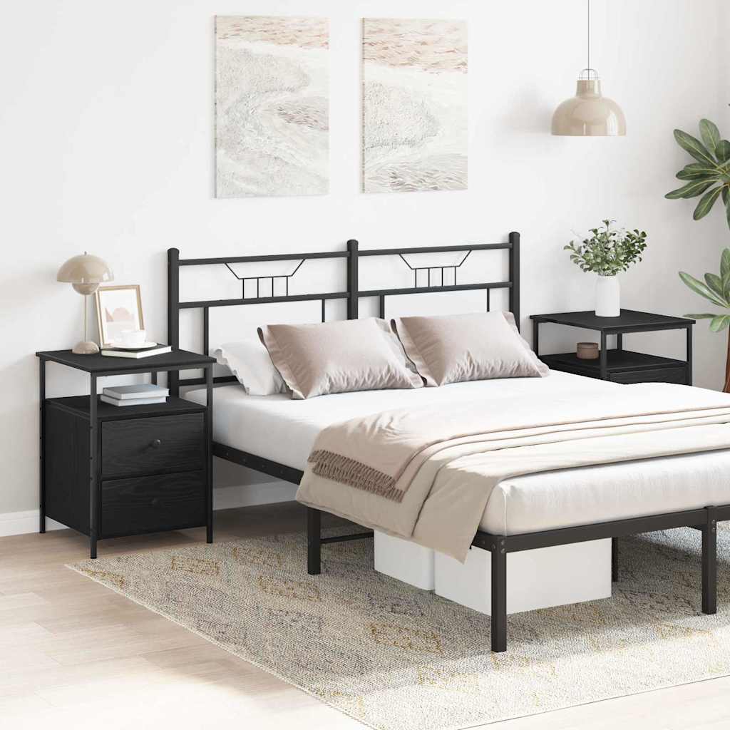 vidaXL Bedside Cabinet 2 pcs Black Oak 34 x 35.5 x 50 cm 1