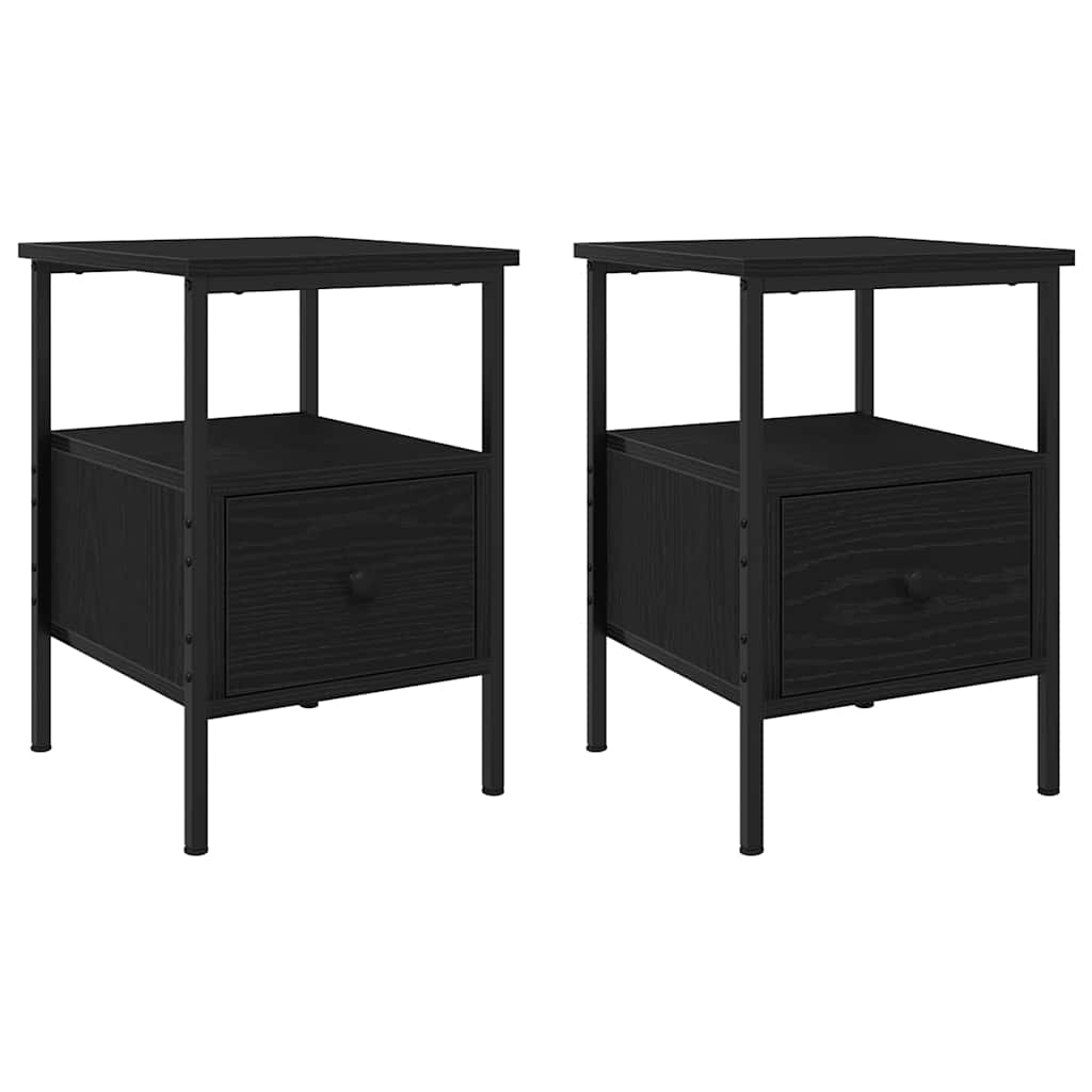 vidaXL Bedside Cabinet 2 pcs Black Oak 34 x 36 x 50 cm Engineered Wood 2