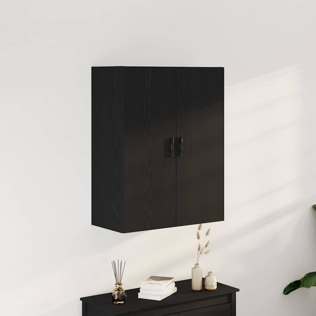 vidaXL Wall-mounted Cabinet Black Oak 69.5 x 34 x 180 cm 1
