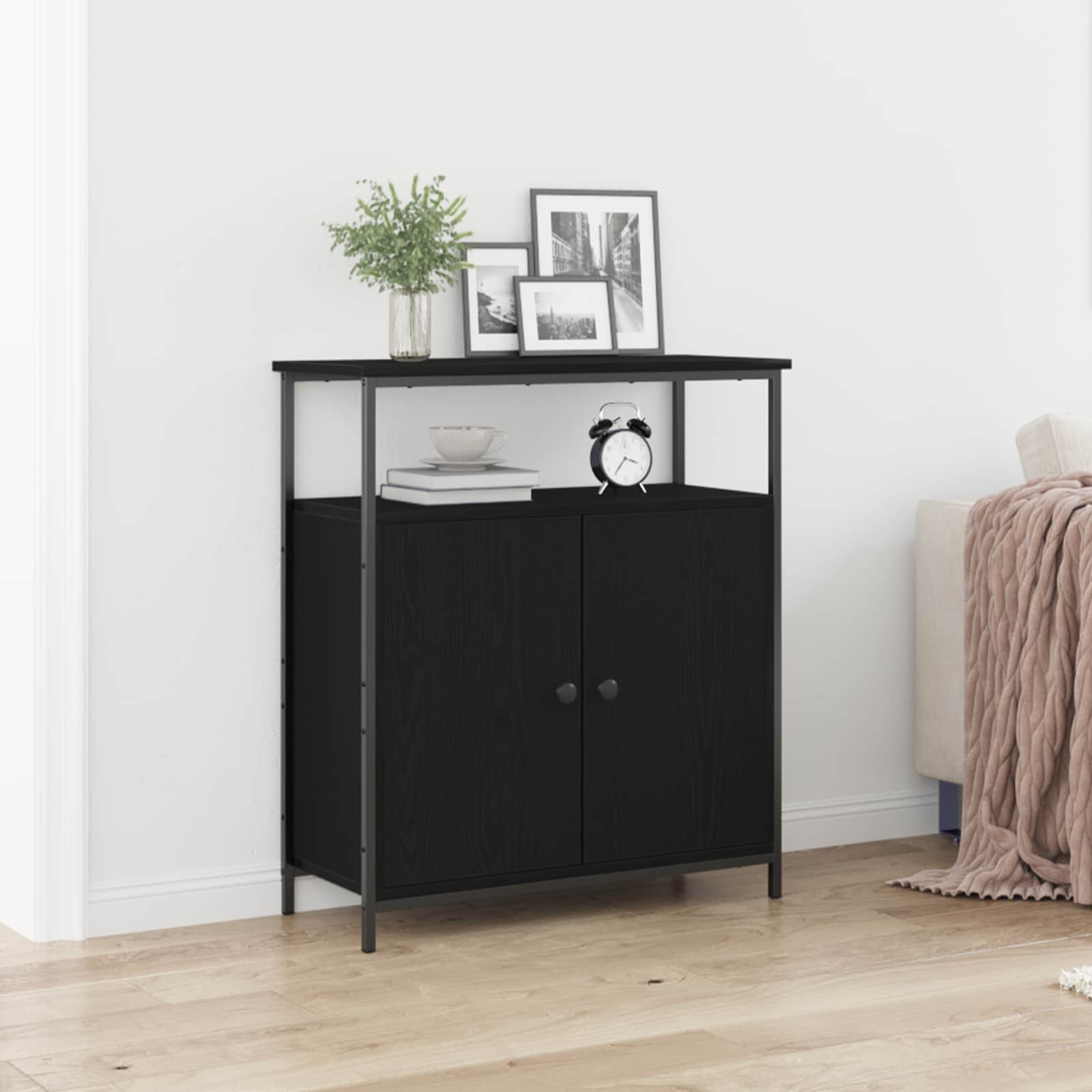 vidaXL Sideboard Black Oak 70 x 30 x 80 cm Engineered Wood 1
