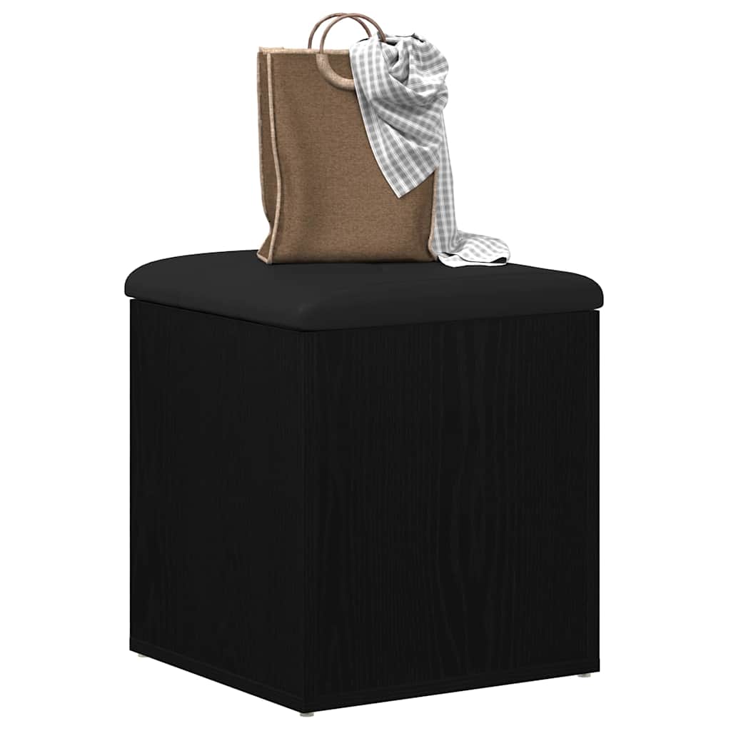 vidaXL Storage Bench Black Oak 42 x 42 x 45 cm Engineered Wood 3