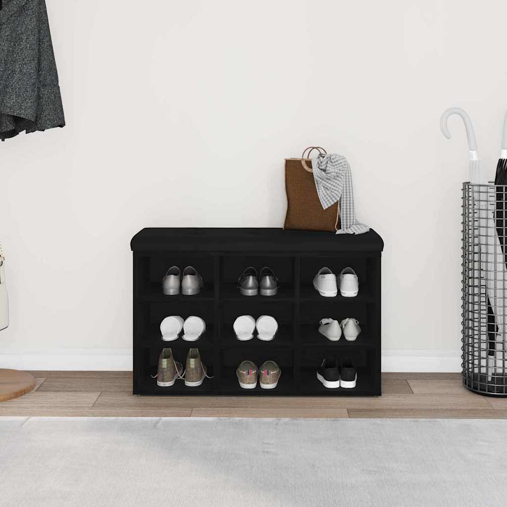 vidaXL Shoe Bench Black 82 x 32 x 50 cm Engineered Wood 4