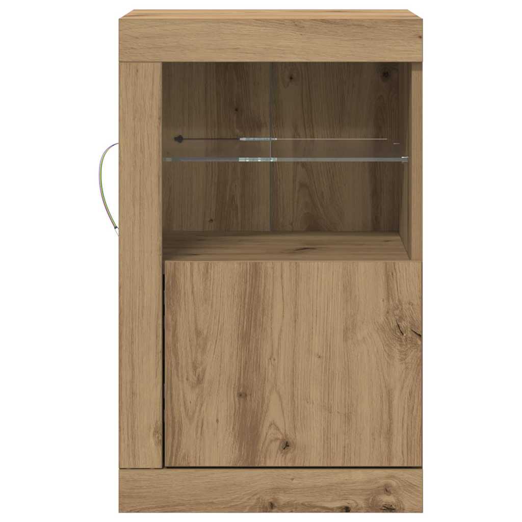 vidaXL LED Sideboard 41 x 37 x 67 cm Engineered Wood Artisan Oak 6