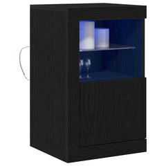 Side Cabinet with LED Lights Engineered Wood