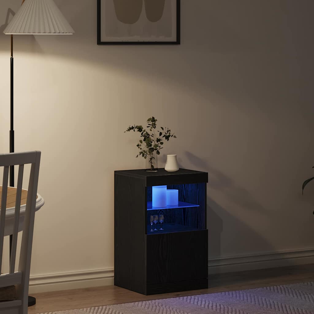 vidaXL LED Sideboard Black Oak 41 x 37 x 67 cm Engineered Wood 5
