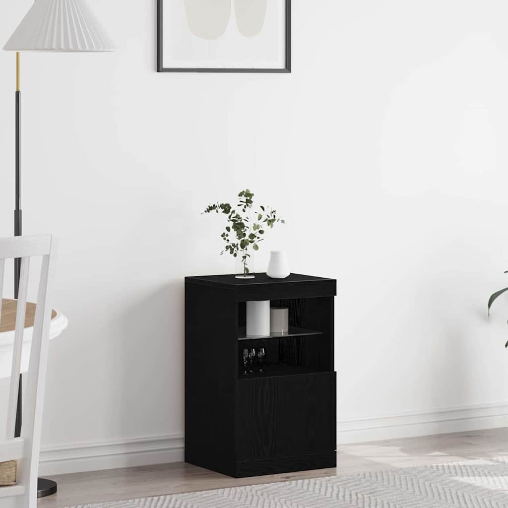 vidaXL LED Sideboard Black Oak 41 x 37 x 67 cm Engineered Wood 1