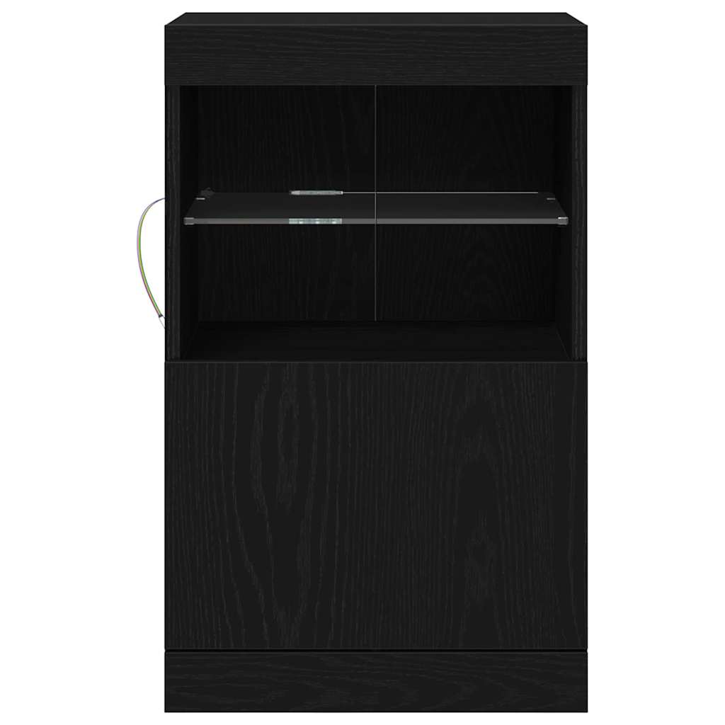 vidaXL LED Sideboard Black Oak 41 x 37 x 67 cm Engineered Wood 6
