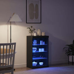 vidaXL LED Sideboard Black Oak 60.5 x 37 x 100 cm Engineered Wood 4