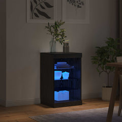 vidaXL LED Sideboard Black Oak 41 x 37 x 67 cm Engineered Wood 5